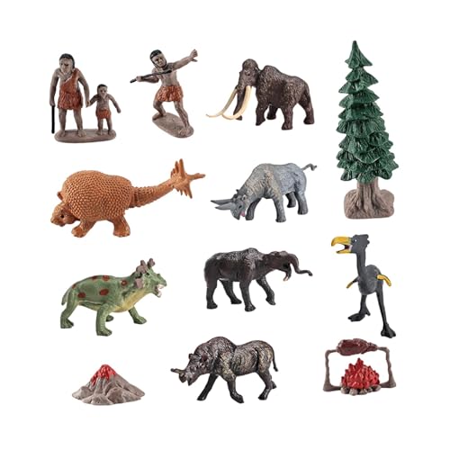 Oshhni 12-teiliges Mini-Prähistorisches Tiermodell, Tierfiguren, realistisches Biologiemodell, primitives Männermodell, Spielzeug für Spiele, Stil b von Oshhni