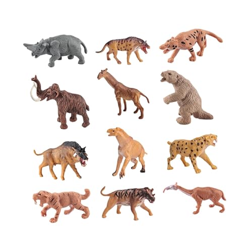 Oshhni 12-teiliges Mini-Prähistorisches Tiermodell, Tierfiguren, realistisches Biologiemodell, primitives Männermodell, Spielzeug für Spiele, Stil c von Oshhni