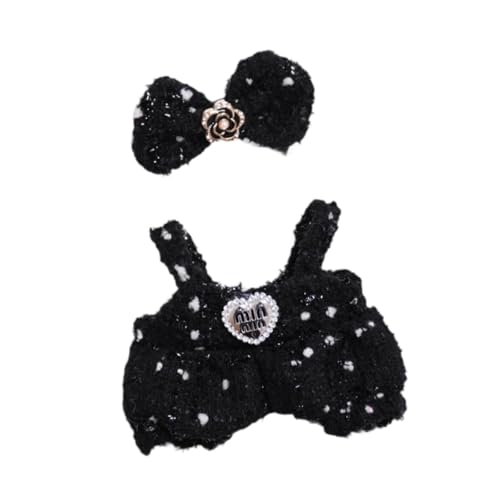 Oshhni 15 cm Puppenkleidung, Puppen-Outfit-Set mit Haar-Accessoires, bequemes Puppen-Hosenhosen-Outfit für Kinder, Schwarz Oshhni 15 cm Puppenkleidung, Puppen-Outfit-Set mit Haar-Accessoires, bequemes Puppen-Hosenhosen-Outfit für Kinder, Schwarz von Oshhni