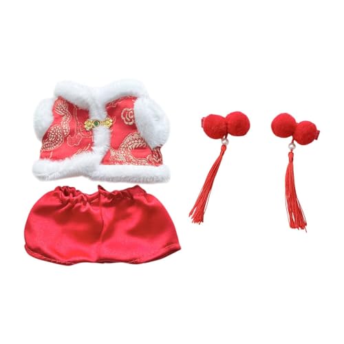 Oshhni 17 cm Plüsch-Puppenkleidung, chinesisches Neujahrskostüm, Tang-Anzug, Stofftier-Kleidung, Puppenkleidung, mit Haarnadel Oshhni 17 cm Plüsch-Puppenkleidung, chinesisches Neujahrskostüm, Tang-Anzug, Stofftier-Kleidung, Puppenkleidung, mit Haarnadel von Oshhni