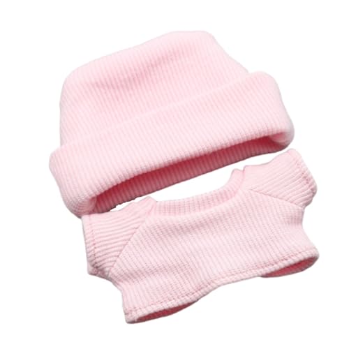 Oshhni 2 x 17/15 cm Puppenkleidung, Kostüme, süße Mode-Foto-Requisiten, Hut und T-Shirt-Outfits für Puppen 5,91/6,69 Zoll (Keine Puppe), Rosa von Oshhni