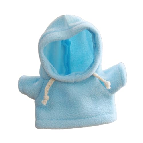 Oshhni 20 cm Plüsch-Puppenkleidung, Puppenkleidung, modische, Bequeme Dekoration für kleine Mädchen, Cartoon-Puppen-Kapuzenpullover, Kostüme, Blau von Oshhni