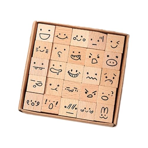 Oshhni 25 Stück Mini-Stempel, Holzstempel, Holzstempel, Tagebuch-Stempel-Set, für Tagebuchplaner, Emoji Oshhni 25 Stück Mini-Stempel, Holzstempel, Holzstempel, Tagebuch-Stempel-Set, für Tagebuchplaner, Emoji von Oshhni