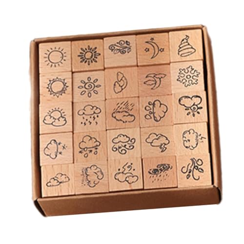 Oshhni 25 Stück Mini-Stempel, Holzstempel, Holzstempel, Tagebuch-Stempel-Set, für Tagebuchplaner, Wetter Oshhni 25 Stück Mini-Stempel, Holzstempel, Holzstempel, Tagebuch-Stempel-Set, für Tagebuchplaner, Wetter von Oshhni
