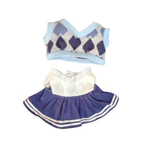 Oshhni 2Pcs 20cm Puppen Kleidung Puppe JK Rock Outifits Nette Puppe Kleidung Anzug für Mädchen Puppen, Blau von Oshhni