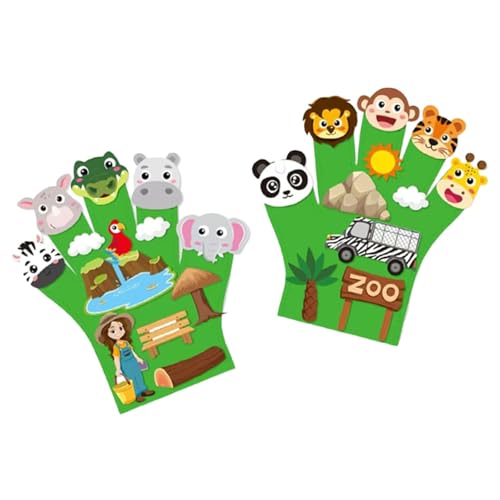 Oshhni 2pcs Filz Story Fingerpuppen DIY Storytelling Hand Puppet Making Storytime Tiere Finger Puppenspielzeug für Vorschule Home, Zoo -Thema von Oshhni