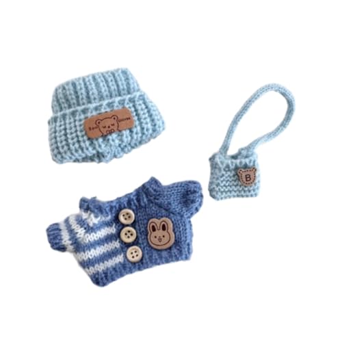 Oshhni 3 Stück Mini-Puppen-Outfits Hut-Pullover-Rucksack-Set Puppen-Kleidung-Anzug-Puppen-Ankleide-Spielzeug für 15cm 17cm Puppen-Neujahrs Geschenke, Blau Oshhni 3 Stück Mini-Puppen-Outfits Hut-Pullover-Rucksack-Set Puppen-Kleidung-Anzug-Puppen-Ankleide-Spielzeug für 15cm 17cm Puppen-Neujahrs Geschenke, Blau von Oshhni