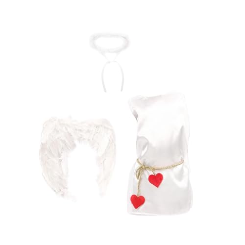 Oshhni 3-teiliges Engelsflügel-Kostüm für Valentinstag, Amor-Kostüm, Feenkostüm, Verkleidung für Kinder, Amor-Kostüm für Rollenspiele, xl von Oshhni