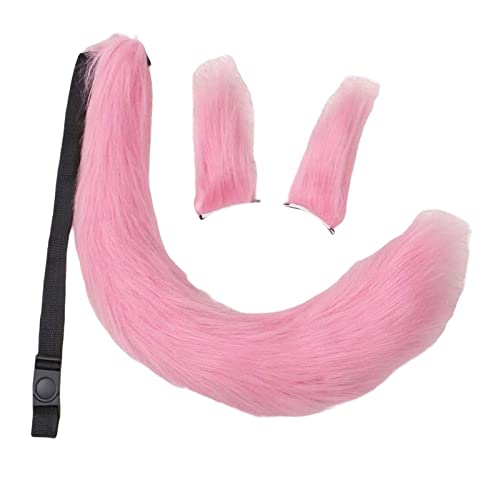 Oshhni 3-teiliges Plüsch- und Set Lolita Cosplay Furry Long Tail Faux Costume for Fancy Dress Party, ROSA von Oshhni