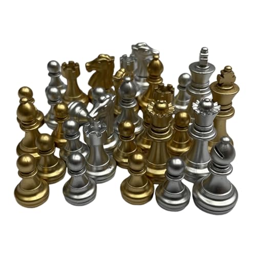 Oshhni 32-teilige Schachfiguren, Schachfiguren für Schachbrett, Ersatzbauern, Galvanisieren von Gold und Silber von Oshhni