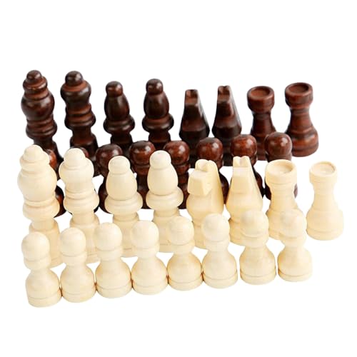 Oshhni 32x Holzschachfiguren, Figurenfiguren, Denksportspielzeug, Schachspielfiguren, Schachfiguren für Schachbrettspiele, S von Oshhni