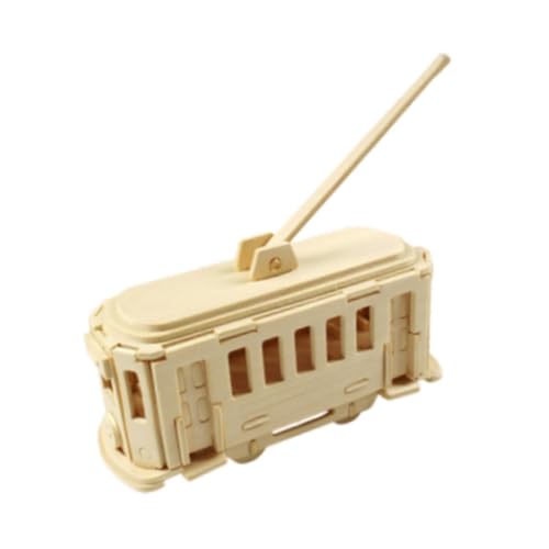 Oshhni 3D -Puzzle -Straßenbahn Holzhandwerk Bautonmodell Kit DIY Bauen klassischer Hirnteaser für Erwachsene Teenager von Oshhni
