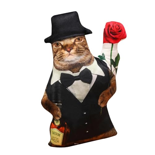 Oshhni 3D Simulation Cat Plüsch Spielzeug Plüsch gefülltes Spielzeug Cartoon Rückenlehne Kissen Kätzchen Puppe für Jungen Mädchen Hauswarming Geschenk, Style B von Oshhni