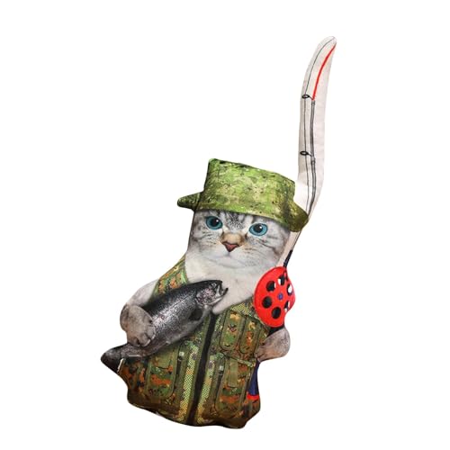 Oshhni 3D Simulation Cat Plüsch Spielzeug Plüsch gefülltes Spielzeug Cartoon Rückenlehne Kissen Kätzchen Puppe für Jungen Mädchen Hauswarming Geschenk, Style C von Oshhni