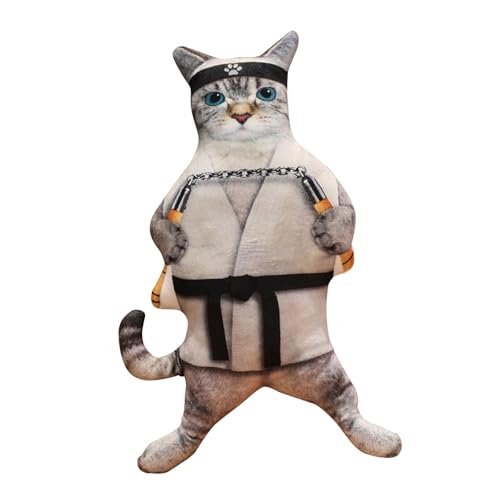 Oshhni 3D Simulation Cat Plüsch Spielzeug Plüsch gefülltes Spielzeug Cartoon Rückenlehne Kissen Kätzchen Puppe für Jungen Mädchen Hauswarming Geschenk, Style F von Oshhni