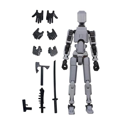 Oshhni 3D-gedruckte, mehrfach gegliederte, bewegliche, bewegliche Actionfigur, männlicher Actionfigur-Gelenkekörper für Rollenspiele, grau und schwarz von Oshhni