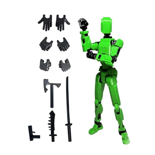 Oshhni 3D-gedruckte, mehrfach gegliederte, bewegliche, bewegliche Actionfigur, männlicher Actionfigur-Gelenkekörper für Rollenspiele, grün und schwarz von Oshhni