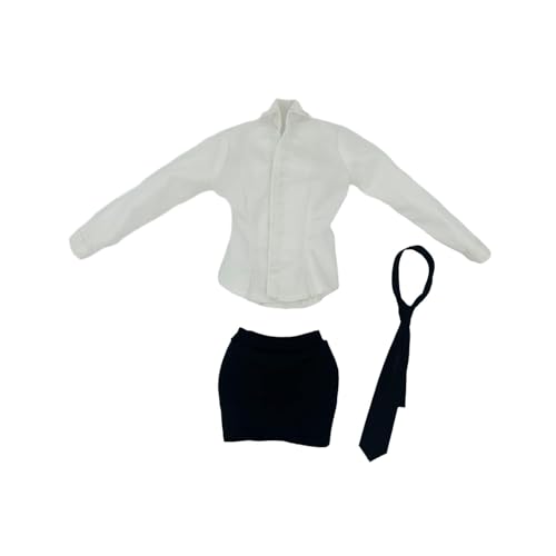 Oshhni 3X 1/6 Damenhemd mit kurzer Rockkrawatte, handgefertigte Puppenkleidung für 12-Zoll-Puppenmodellzubehör von Oshhni