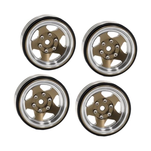 Oshhni 4 Stück 1,3 Zoll Beadlock-Radnabenbreite 1,5 cm Außendurchmesser 3,7 cm für -18 1: 18 RC-Auto, Bronzefarben von Oshhni