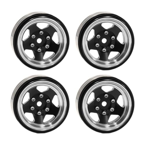 Oshhni 4 Stück 1,3 Zoll Beadlock-Radnabenbreite 1,5 cm Außendurchmesser 3,7 cm für -18 1: 18 RC-Auto, Schwarz von Oshhni