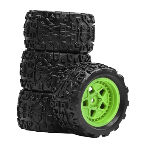 Oshhni 4 Stück RC Auto Reifen RC Räder Und Reifen Set Upgrade RC Reifen Hubs Felgen Pp Gummi Traktion für Freizeit Hobby Modellauto, Grün von Oshhni