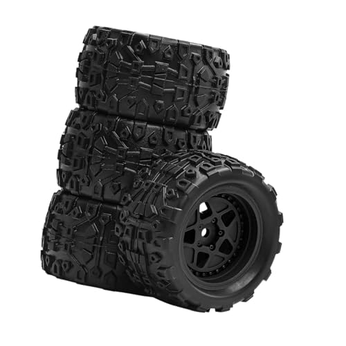 Oshhni 4 Stück RC Auto Reifen RC Räder Und Reifen Set Upgrade RC Reifen Hubs Felgen Pp Gummi Traktion für Freizeit Hobby Modellauto, Schwarz von Oshhni