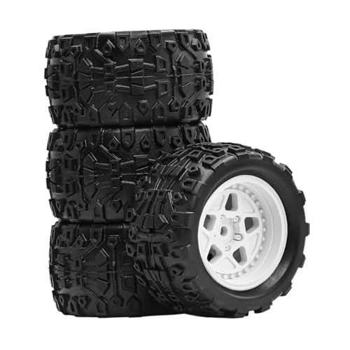 Oshhni 4 Stück RC Auto Reifen RC Räder Und Reifen Set Upgrade RC Reifen Hubs Felgen Pp Gummi Traktion für Freizeit Hobby Modellauto, Weiß von Oshhni