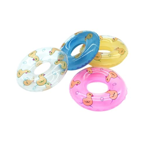 Oshhni 4X Schwimmringe, Badewanne Spielzeugspiele kleine Puppenhaus -Accessoires Miniaturen für Kinder Jungen Mädchen Kinder Wasser Spaß Sommer, Entenmuster von Oshhni