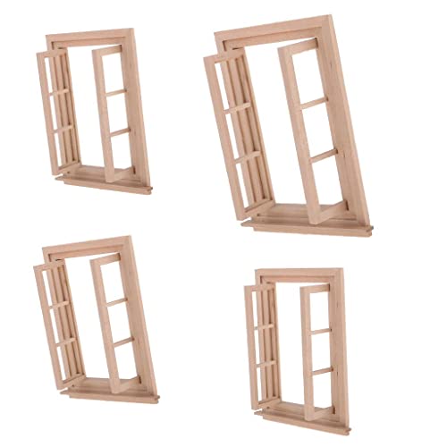 Oshhni 4er-Set Holzfenster Bausatz für Puppenhaus im Maßstab 1:12 von Oshhni
