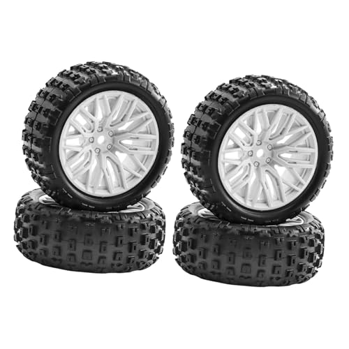 Oshhni 4pcs 1:18 RC Räder und Reifen Gummireifen Set RC Fahrzeugskala Zubehör Ersatz RC Ersatzteile für Typhon Truck, Weiß von Oshhni