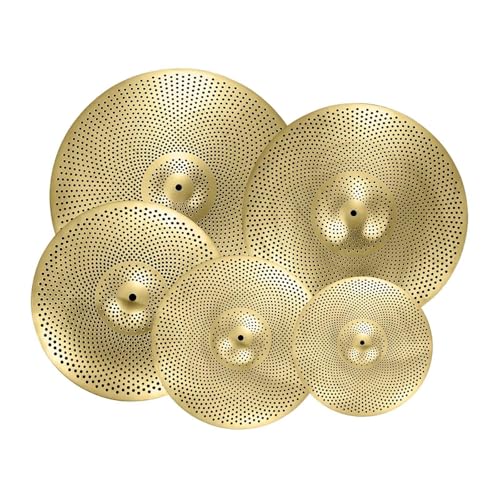 Oshhni 5X Low Volumen -Becken Set ruhige Becken Praxis Anfänger Geschenk Professionaler Schlagzeuger praktizieren für Probezimmer Schlafzimmer, Gelb von Oshhni