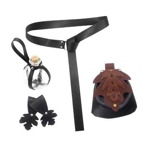 Oshhni 5X Mittelalterlicher Gürtel, Tasche, Rock, Wanderungen, Flasche, Halloween-Kostüm für Bühnenauftritte, Schwarz Oshhni 5X Mittelalterlicher Gürtel, Tasche, Rock, Wanderungen, Flasche, Halloween-Kostüm für Bühnenauftritte, Schwarz von Oshhni