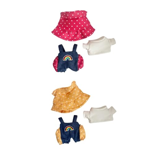 Oshhni 6 Zoll Puppenkleidung, süße Puppenkleidung, Anzug, Kleidungszubehör, Kopfschmuck, Puppenrock-Set, DIY-Puppenspielzeug für Puppen im Alter von 5–7, Gelb von Oshhni
