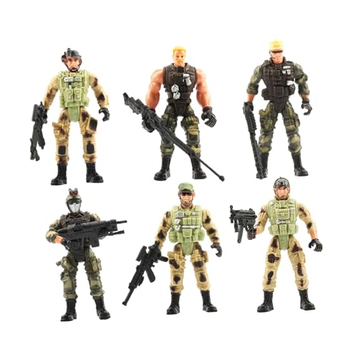 Oshhni 6X Männer-Actionfiguren-Set, spezielles Polizeiteam-Spielzeug, Layout-Marines-Spielset, Männerspielzeug für Jungen, Mädchen, Kinder, Mottoparty von Oshhni