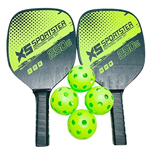 Oshhni 7 Teiliges Pickleball Set mit Paddel Und Racket EIN Robustes Sportgerät Und Holzschläger mit Schützendem Kantenschutz für Hohe Haltbarkeit für Trainin, Schwarz von Oshhni