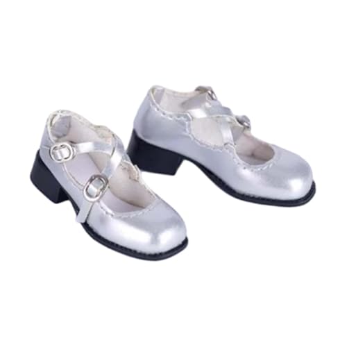 Oshhni Abendschuhe mit niedrigem Absatz, PU-, lässige Mode-Outfits, Accessoires, Abendschuhe mit runder Spitze fürfür 1:6-Actionfiguren, Argent von Oshhni
