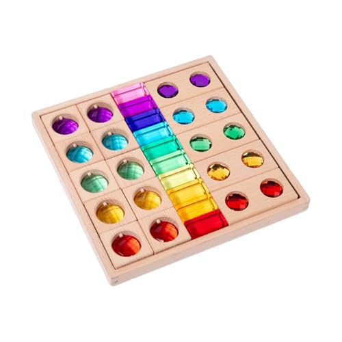Oshhni Acryl-Holzblöcke, buntes Stapelspielzeug für, sensorisch, mit Tablett, Bauwürfel, Stapelblöcke als Geschenk für Jungen und Mädchen von Oshhni