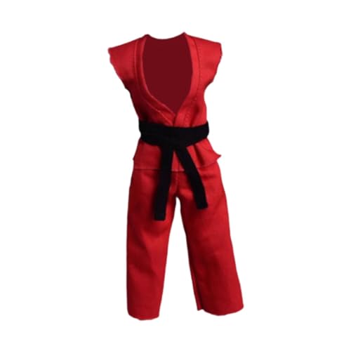 Oshhni Aktion von 1/12 Skala Action -Zahlen Samurai Kimono, 6 Zoll Figur Judo Uniformmodell, Kostüm DIY Doll Dress Up, Miniaturpupfenkleidung, Rot von Oshhni