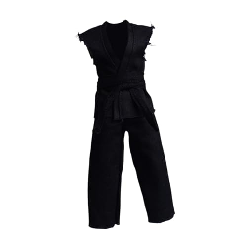 Oshhni Aktion von 1/12 Skala Action -Zahlen Samurai Kimono, 6 Zoll Figur Judo Uniformmodell, Kostüm DIY Doll Dress Up, Miniaturpupfenkleidung, Schwarz von Oshhni