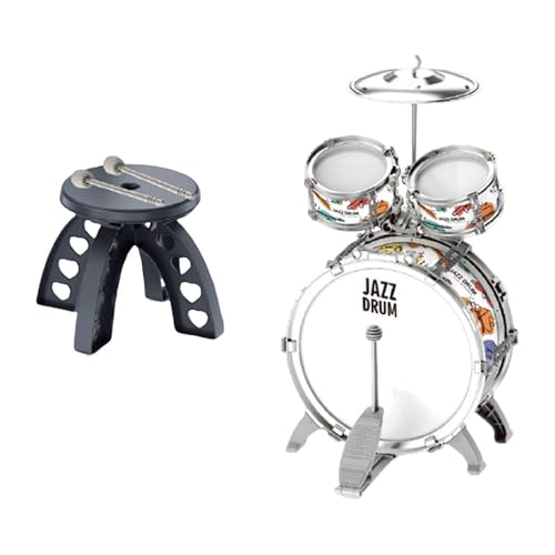 Oshhni Anfänger-Kinder-Schlagzeug-Entwicklungsspielzeug mit Hocker und Trommelstock, Musik-Erleuchtung für Party, Kindertag, Kindergarten, Silbrig Oshhni Anfänger-Kinder-Schlagzeug-Entwicklungsspielzeug mit Hocker und Trommelstock, Musik-Erleuchtung für Party, Kindertag, Kindergarten, Silbrig von Oshhni