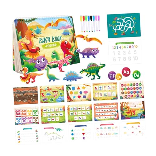 Oshhni Aufkleberbuch für Kinder, Malbuch für 1 bis 3 Jahre, Lernmaterialien und Beschäftigungsbuch, Dinosaurierthema von Oshhni