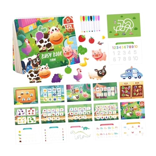 Oshhni Aufkleberbuch für Kinder, Malbuch für 1 bis 3 Jahre, Lernmaterialien und Beschäftigungsbuch, Farmthema von Oshhni