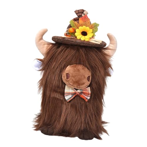 Oshhni Ausgestopfte Tier Cow Puppe Plüsch Figur Spielzeug Rindergeschenke Party Vorstehende Thanksgiving Day Dekoration für Wohnzimmer, Kastanie von Oshhni