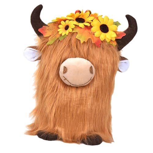 Oshhni Ausgestopfte Tier Cow Puppe Plüsch Figur Spielzeug Rindergeschenke Party Vorstehende Thanksgiving Day Dekoration für Wohnzimmer, Orange von Oshhni