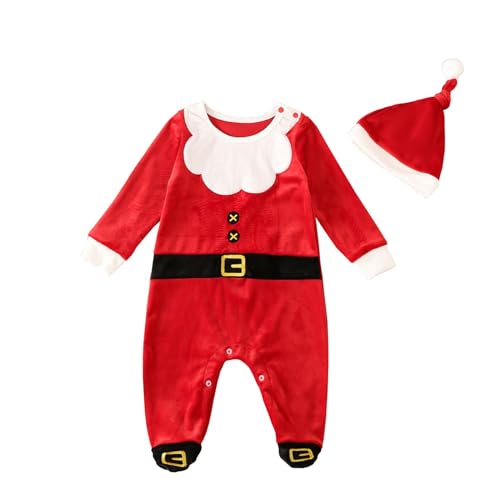 Oshhni Baby-Santa-Anzug, neugeborene Kleidung, Anzieh-Body, Foto-Requisiten, roter Weihnachtsmann-Strampler, Baby-Weihnachtskleidung für Karneval, Größe 100 von Oshhni