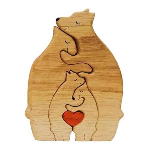 Bärenfamilie Holz Kunstpuzzle Familie Holzbären Puzzle, niedlich, Holzdekoration für Geburtstagsgeschenke für Mama und Papa Einweihungsparty, 4 Bären von Oshhni