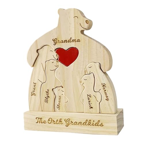 Oshhni Bärenfamilie Holzpuzzle Gedenkholz Puzzleteile Geburtstagsgeschenk von Oshhni