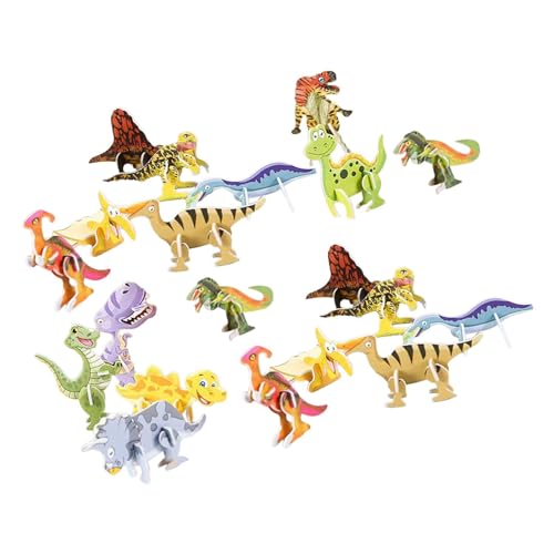 Oshhni Basteln Sie DIY 3D-Puzzle, Form passendes Puzzle, frühpädagogisches Montessori-Spielzeug für Partygeschenke, Kinder, Vorschul-Geburtstagsgeschenk, Dinosaurier von Oshhni