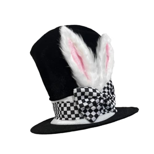 Oshhni Bunny Ear Top Hat Cosplay Supplies Requisite Header -Ausrüstung Kopfwege Ostern Kaninchen Kostümzubehör für Maskerade Performance Show Show von Oshhni