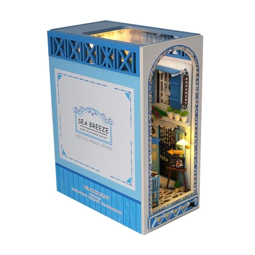Oshhni DIY-Buchstützen-Miniatur-Sets, 3D-Miniatur-Haus-Sets aus Holz, DIY-Buch-Sets für Zuhause, Büro, Vintage-Regal, Schreibtisch-Dekoration von Oshhni